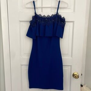 Blue Lace Ruffle Dress
